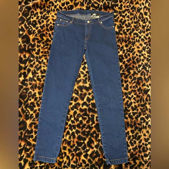 Genuine Y2K No Future Punk Skinny Jeans - Picture 2 of 4